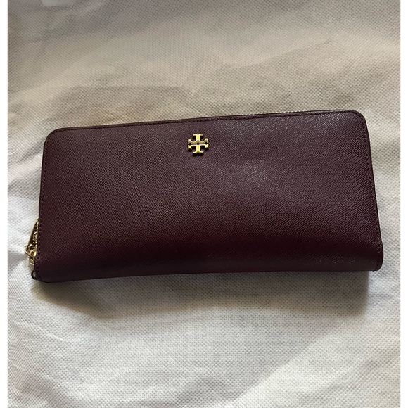 Like New, Tory Burch Burgundy Wristlet - Picture 2 of 14